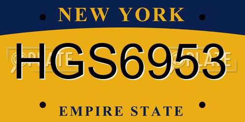 HGS6953 New York License Plate