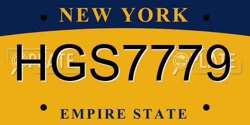 HGS7779 New York License Plate