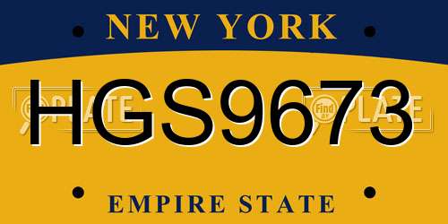 HGS9673 New York License Plate