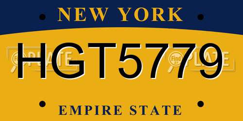 HGT5779 New York License Plate