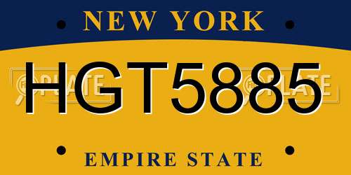 HGT5885 New York License Plate