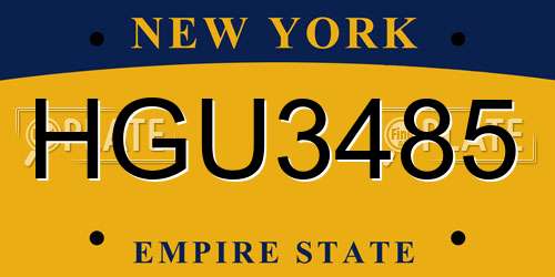 HGU3485 New York License Plate
