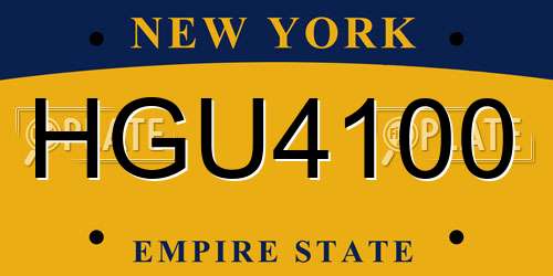 HGU4100 New York License Plate