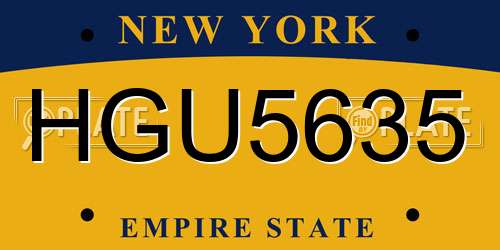 HGU5635 New York License Plate