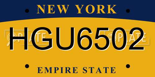 HGU6502 New York License Plate