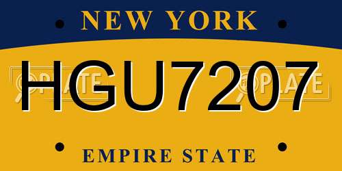 HGU7207 New York License Plate