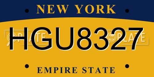 HGU8327 New York License Plate