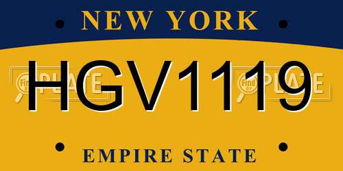 HGV1119 New York License Plate