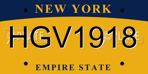 HGV1918 New York License Plate