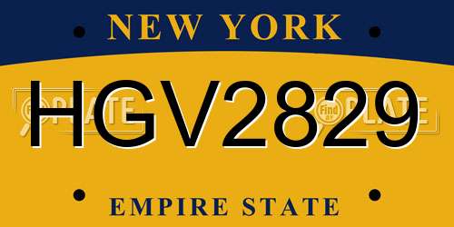 HGV2829 New York License Plate
