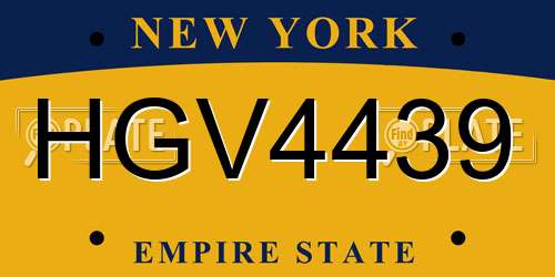 HGV4439 New York License Plate