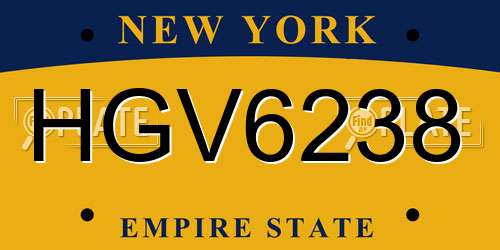 HGV6238 New York License Plate