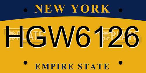 HGW6126 New York License Plate