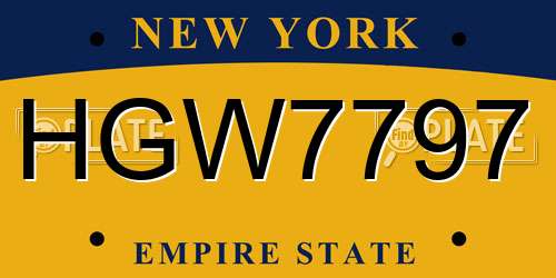 HGW7797 New York License Plate