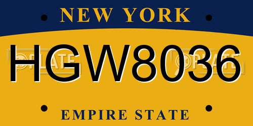 HGW8036 New York License Plate