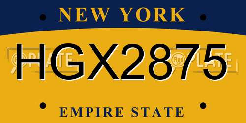 HGX2875 New York License Plate