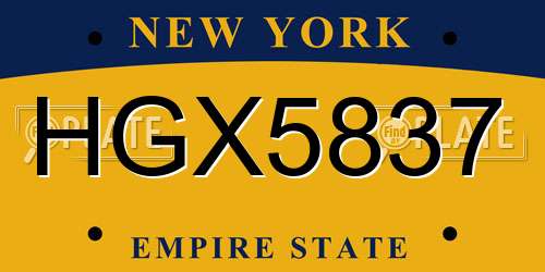 HGX5837 New York License Plate