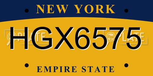 HGX6575 New York License Plate