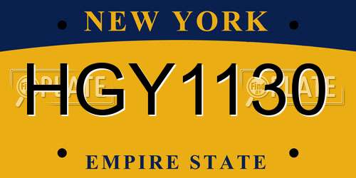 HGY1130 New York License Plate