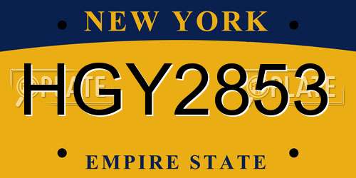 HGY2853 New York License Plate