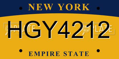 HGY4212 New York License Plate
