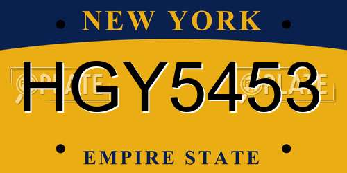 HGY5453 New York License Plate