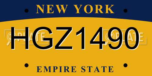 HGZ1490 New York License Plate