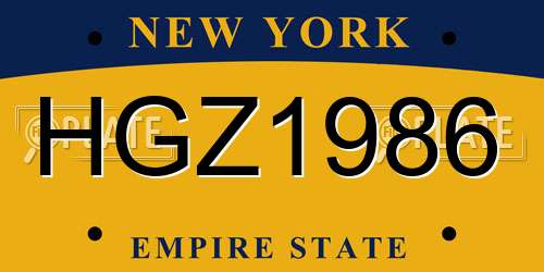 HGZ1986 New York License Plate