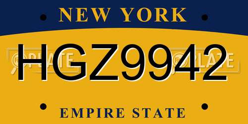 HGZ9942 New York License Plate