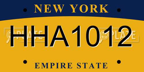 HHA1012 New York License Plate