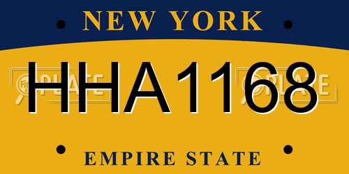 HHA1168 New York License Plate