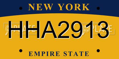HHA2913 New York License Plate