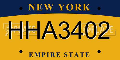 HHA3402 New York License Plate