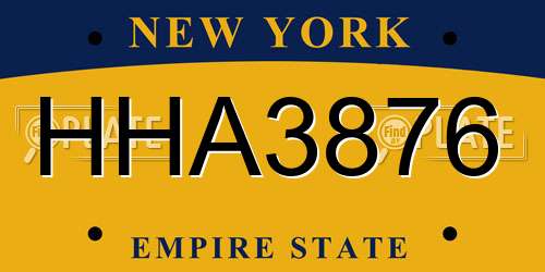 HHA3876 New York License Plate