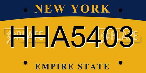 HHA5403 New York License Plate