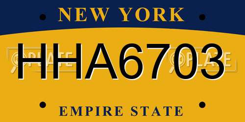 HHA6703 New York License Plate