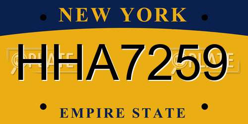 HHA7259 New York License Plate