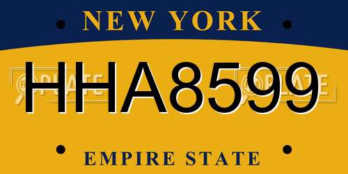 HHA8599 New York License Plate