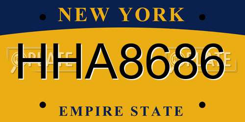 HHA8686 New York License Plate