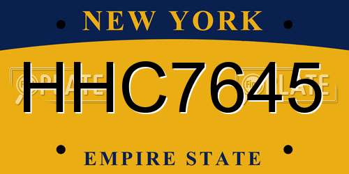 HHC7645 New York License Plate