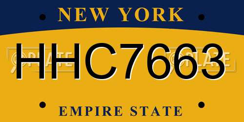 HHC7663 New York License Plate