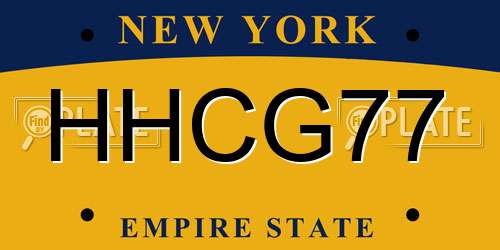 HHCG77 New York License Plate