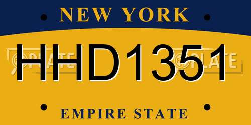 HHD1351 New York License Plate
