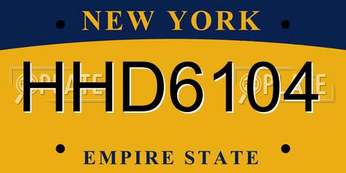 HHD6104 New York License Plate