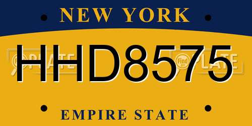 HHD8575 New York License Plate