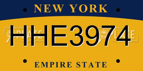 HHE3974 New York License Plate