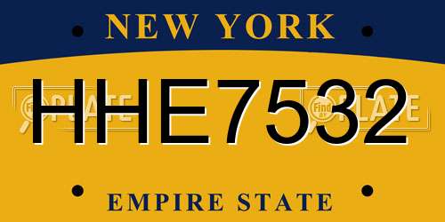 HHE7532 New York License Plate