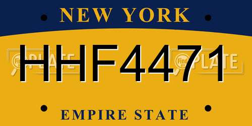 HHF4471 New York License Plate