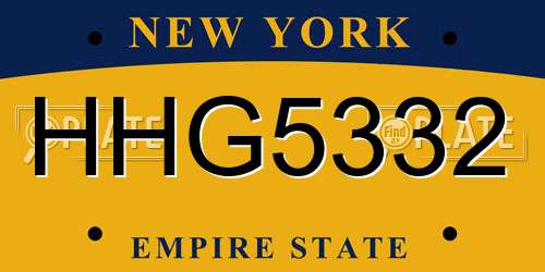 HHG5332 New York License Plate