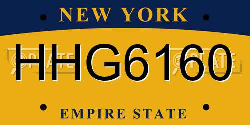 HHG6160 New York License Plate
